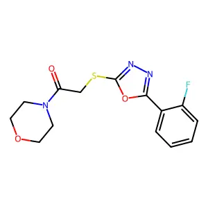 2-((5-(2-Fluorophenyl)-1,3,4-oxadiazol-2-yl)thio)-1-morpholinoethanone structure
