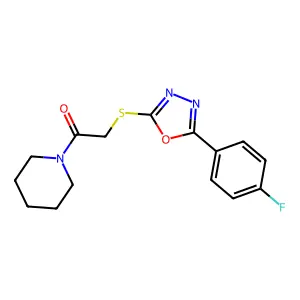 2-[[5-(4-Fluorophenyl)-1,3,4-oxadiazol-2-yl]sulfanyl]-1-piperidin-1-ylethanone structure