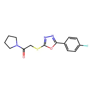 2-[[5-(4-Fluorophenyl)-1,3,4-oxadiazol-2-yl]sulfanyl]-1-pyrrolidin-1-ylethanone structure