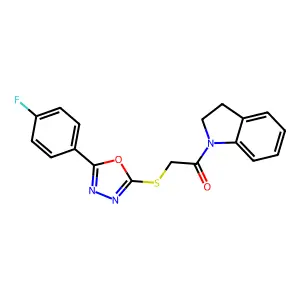 2-((5-(4-Fluorophenyl)-1,3,4-oxadiazol-2-yl)thio)-1-(indolin-1-yl)ethanone structure