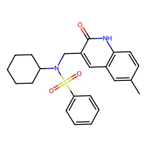 N-cyclohexyl-N-[(6-methyl-2-oxo-1H-quinolin-3-yl)methyl]benzenesulfonamide structure