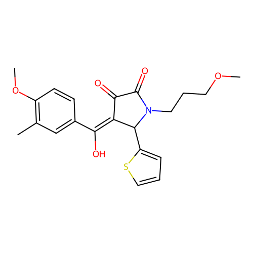 (4E)-4-[hydroxy(4-methoxy-3-methylphenyl)methylidene]-1-(3-methoxypropyl)-5-(thiophen-2-yl)pyrrolidine-2,3-dione structure