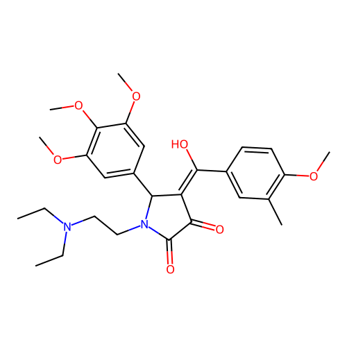 (4E)-1-(2-diethylaminoethyl)-4-[hydroxy-(4-methoxy-3-methylphenyl)methylidene]-5-(3,4,5-trimethoxyphenyl)pyrrolidine-2,3-dione structure