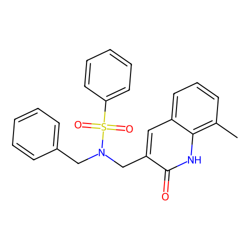 N-benzyl-N-[(8-methyl-2-oxo-1,2-dihydroquinolin-3-yl)methyl]benzenesulfonamide structure