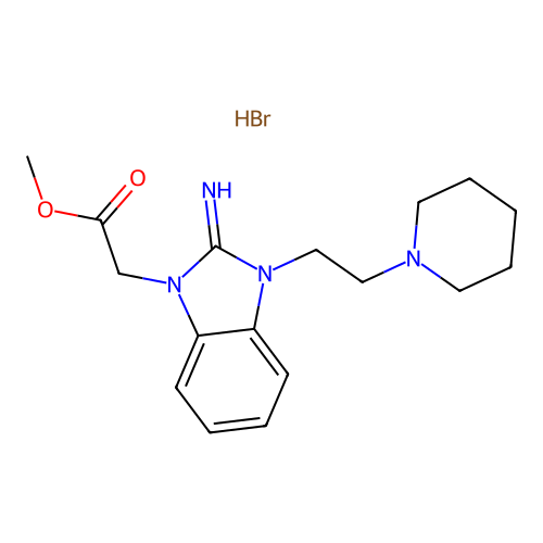methyl 2-(2-imino-3-(2-(piperidin-1-yl)ethyl)-2,3-dihydro-1H-benzo[d]imidazol-1-yl)acetate hydrobromide structure