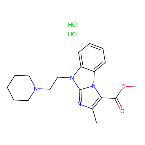 methyl 2-methyl-9-(2-(piperidin-1-yl)ethyl)-9H-benzo[d]imidazo[1,2-a]imidazole-3-carboxylate dihydrochloride structure