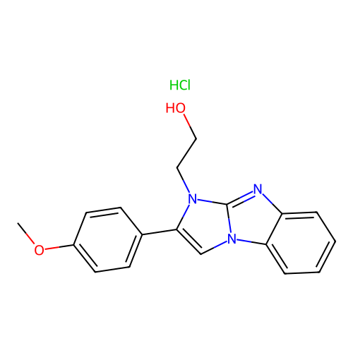 2-(2-(4-methoxyphenyl)-1H-benzo[d]imidazo[1,2-a]imidazol-1-yl)ethanol hydrochloride structure