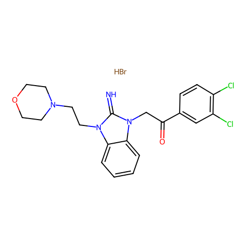 1-(3,4-dichlorophenyl)-2-(2-imino-3-(2-morpholinoethyl)-2,3-dihydro-1H-benzo[d]imidazol-1-yl)ethanone hydrobromide structure