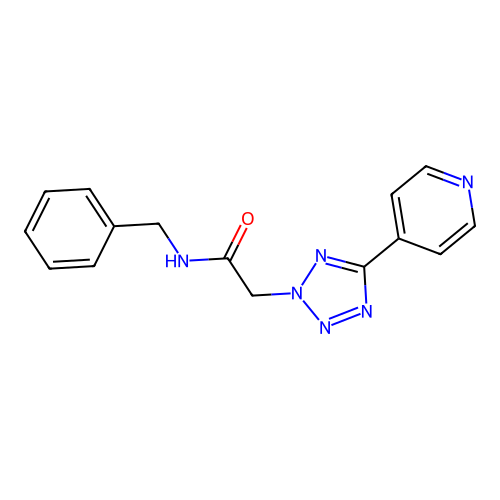 N-benzyl-2-(5-(pyridin-4-yl)-2H-tetrazol-2-yl)acetamide structure