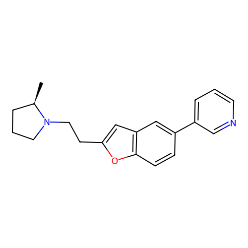3-[2-[2-[(2R)-2-methylpyrrolidin-1-yl]ethyl]-1-benzofuran-5-yl]pyridine structure