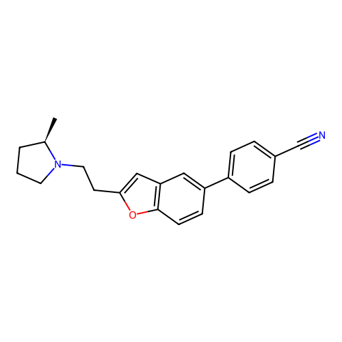 Benzonitrile, 4-(2-(2-((2r)-2-methyl-1-pyrrolidinyl)ethyl)-5-benzofuranyl)- structure
