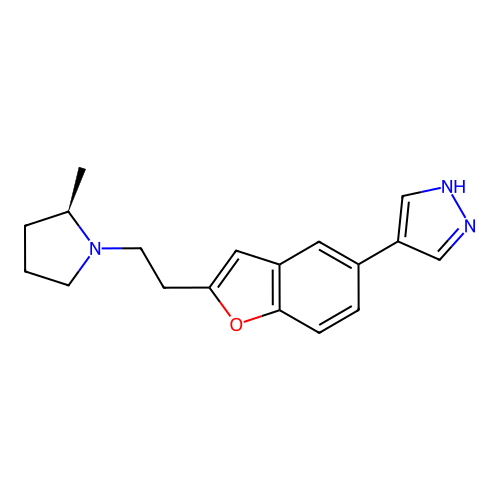 1H-Pyrazole, 4-(2-(2-((2R)-2-methyl-1-pyrrolidinyl)ethyl)-5-benzofuranyl)- structure