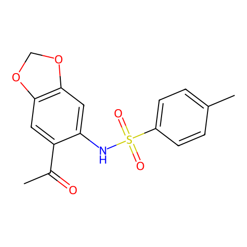 N-(6-acetyl-1,3-benzodioxol-5-yl)-4-methylbenzenesulfonamide structure