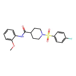 1-(4-fluorophenyl)sulfonyl-N-(2-methoxyphenyl)piperidine-4-carboxamide structure