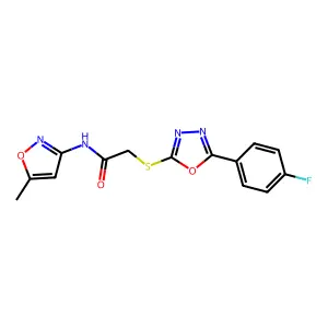2-((5-(4-fluorophenyl)-1,3,4-oxadiazol-2-yl)thio)-N-(5-methylisoxazol-3-yl)acetamide structure