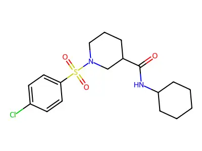 1-[(4-chlorophenyl)sulfonyl]-N-cyclohexylpiperidine-3-carboxamide structure