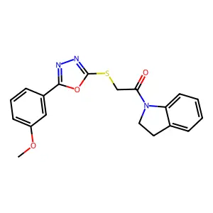 1-(Indolin-1-yl)-2-((5-(3-methoxyphenyl)-1,3,4-oxadiazol-2-yl)thio)ethanone structure