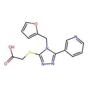 2-({4-[(furan-2-yl)methyl]-5-(pyridin-3-yl)-4H-1,2,4-triazol-3-yl}sulfanyl)acetic acid structure