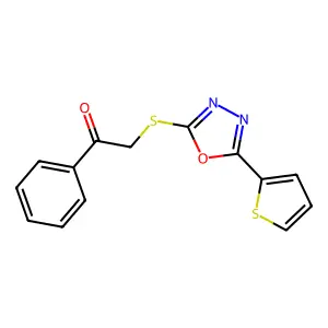 1-Phenyl-2-((5-(thiophen-2-yl)-1,3,4-oxadiazol-2-yl)thio)ethanone structure