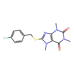 8-[(4-Fluorophenyl)methylsulfanyl]-1,3,7-trimethylpurine-2,6-dione structure