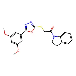 2-((5-(3,5-Dimethoxyphenyl)-1,3,4-oxadiazol-2-yl)thio)-1-(indolin-1-yl)ethanone structure