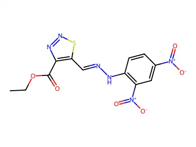 Ethyl 5-[[(2,4-dinitrophenyl)hydrazinylidene]methyl]thiadiazole-4-carboxylate structure