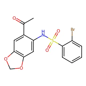 N-(6-acetyl-1,3-benzodioxol-5-yl)-2-bromobenzenesulfonamide structure