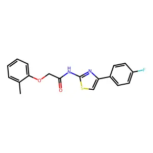 N-[4-(4-fluorophenyl)-1,3-thiazol-2-yl]-2-(2-methylphenoxy)acetamide structure