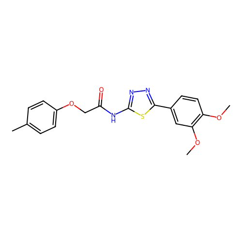 N-[5-(3,4-dimethoxyphenyl)-1,3,4-thiadiazol-2-yl]-2-(4-methylphenoxy)acetamide structure