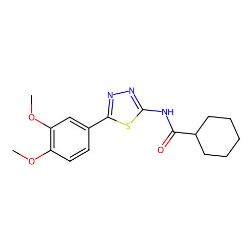 N-(5-(3,4-dimethoxyphenyl)-1,3,4-thiadiazol-2-yl)cyclohexanecarboxamide structure