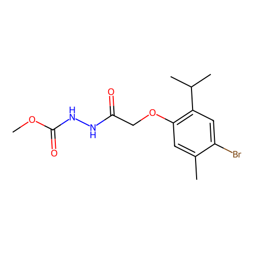 Methyl 2-[(4-bromo-2-isopropyl-5-methylphenoxy)acetyl]hydrazinecarboxylate structure