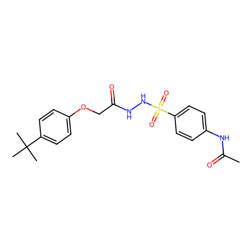 N-[4-({2-[2-(4-tert-butylphenoxy)acetyl]hydrazino}sulfonyl)phenyl]acetamide structure