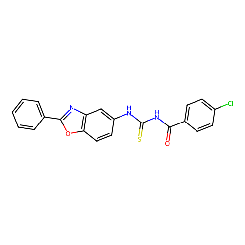 4-chloro-N-[(2-phenyl-1,3-benzoxazol-5-yl)carbamothioyl]benzamide structure