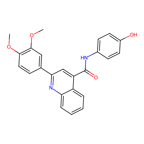 2-(3,4-dimethoxyphenyl)-N-(4-hydroxyphenyl)quinoline-4-carboxamide structure