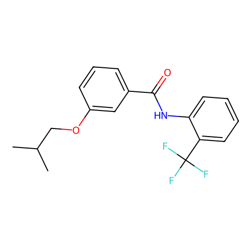 3-(2-methylpropoxy)-N-[2-(trifluoromethyl)phenyl]benzamide structure