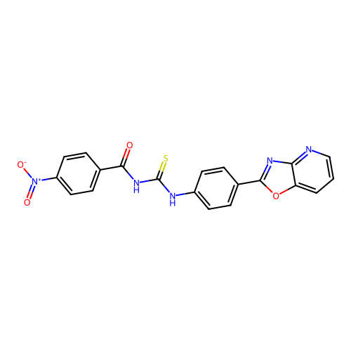 4-nitro-N-{[4-([1,3]oxazolo[4,5-b]pyridin-2-yl)phenyl]carbamothioyl}benzamide structure
