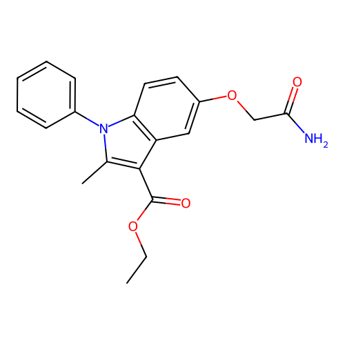 ethyl 5-(2-amino-2-oxoethoxy)-2-methyl-1-phenyl-1H-indole-3-carboxylate structure