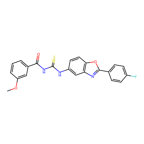 N-{[2-(4-fluorophenyl)-1,3-benzoxazol-5-yl]carbamothioyl}-3-methoxybenzamide structure