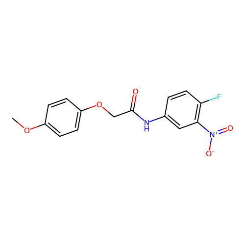 N-(4-fluoro-3-nitrophenyl)-2-(4-methoxyphenoxy)acetamide structure