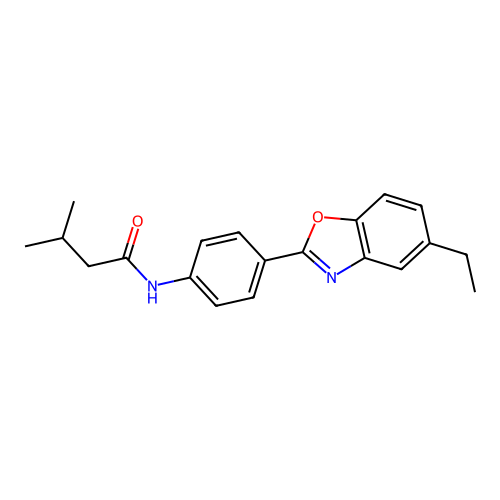 N-[4-(5-ethyl-1,3-benzoxazol-2-yl)phenyl]-3-methylbutanamide structure