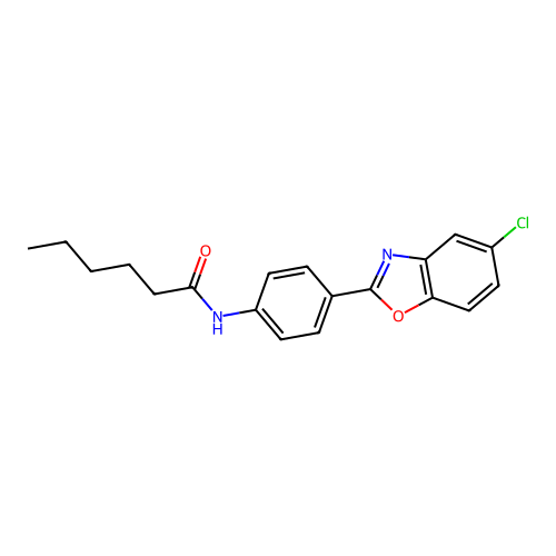 N-[4-(5-chloro-1,3-benzoxazol-2-yl)phenyl]hexanamide structure