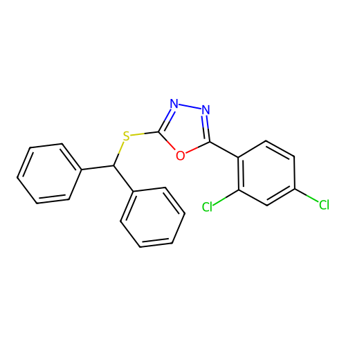 2-(2,4-Dichlorophenyl)-5-[(diphenylmethyl)sulfanyl]-1,3,4-oxadiazole structure