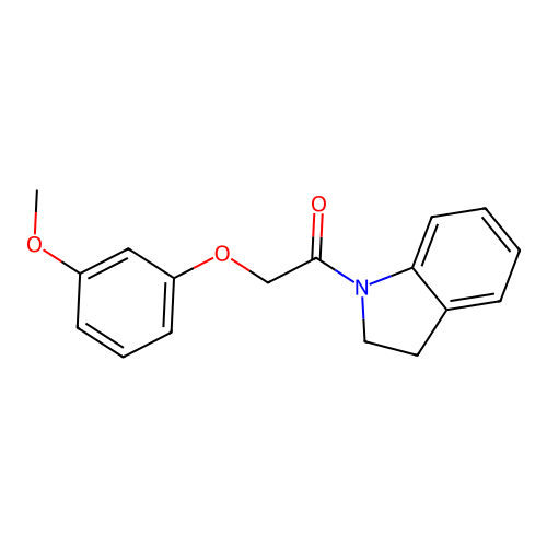 1-(2,3-dihydro-1H-indol-1-yl)-2-(3-methoxyphenoxy)ethanone structure