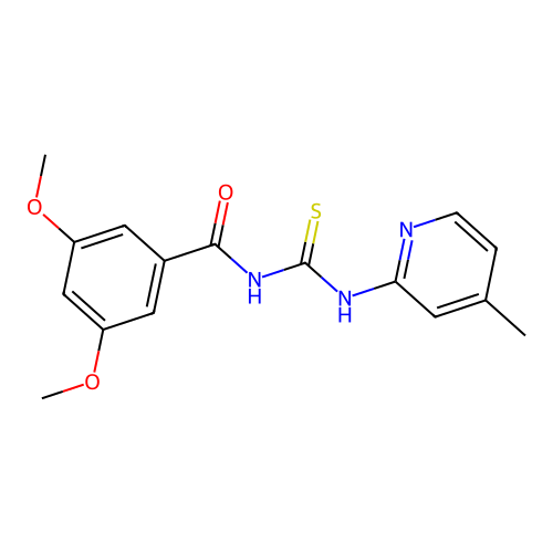 3,5-dimethoxy-N-[(4-methylpyridin-2-yl)carbamothioyl]benzamide structure