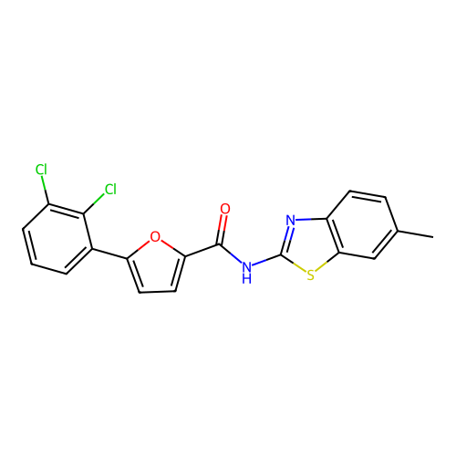 5-(2,3-dichlorophenyl)-N-(6-methyl-1,3-benzothiazol-2-yl)furan-2-carboxamide structure