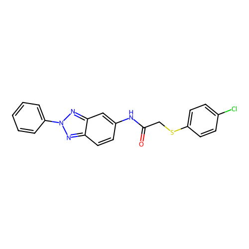 2-[(4-chlorophenyl)sulfanyl]-N-(2-phenyl-2H-benzotriazol-5-yl)acetamide structure