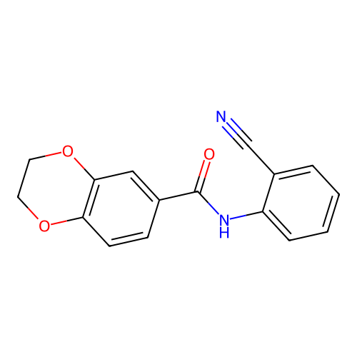 N-(2-cyanophenyl)-2,3-dihydro-1,4-benzodioxine-6-carboxamide structure