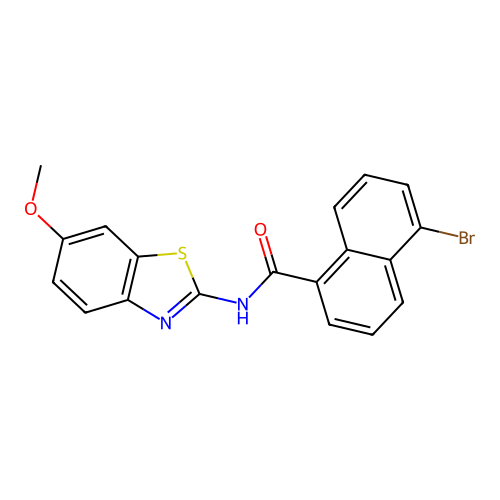 5-bromo-N-(6-methoxy-1,3-benzothiazol-2-yl)naphthalene-1-carboxamide structure