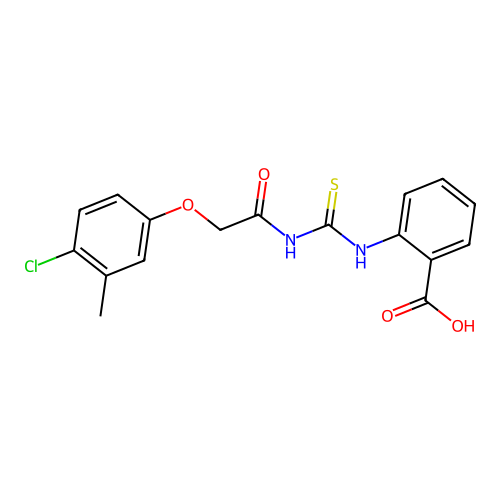 2-[[2-(4-Chloro-3-methylphenoxy)acetyl]carbamothioylamino]benzoic acid structure