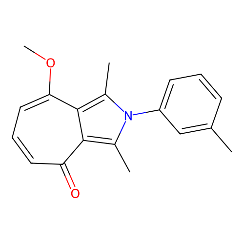 8-methoxy-1,3-dimethyl-2-(m-tolyl)cyclohepta[c]pyrrol-4(2H)-one structure
